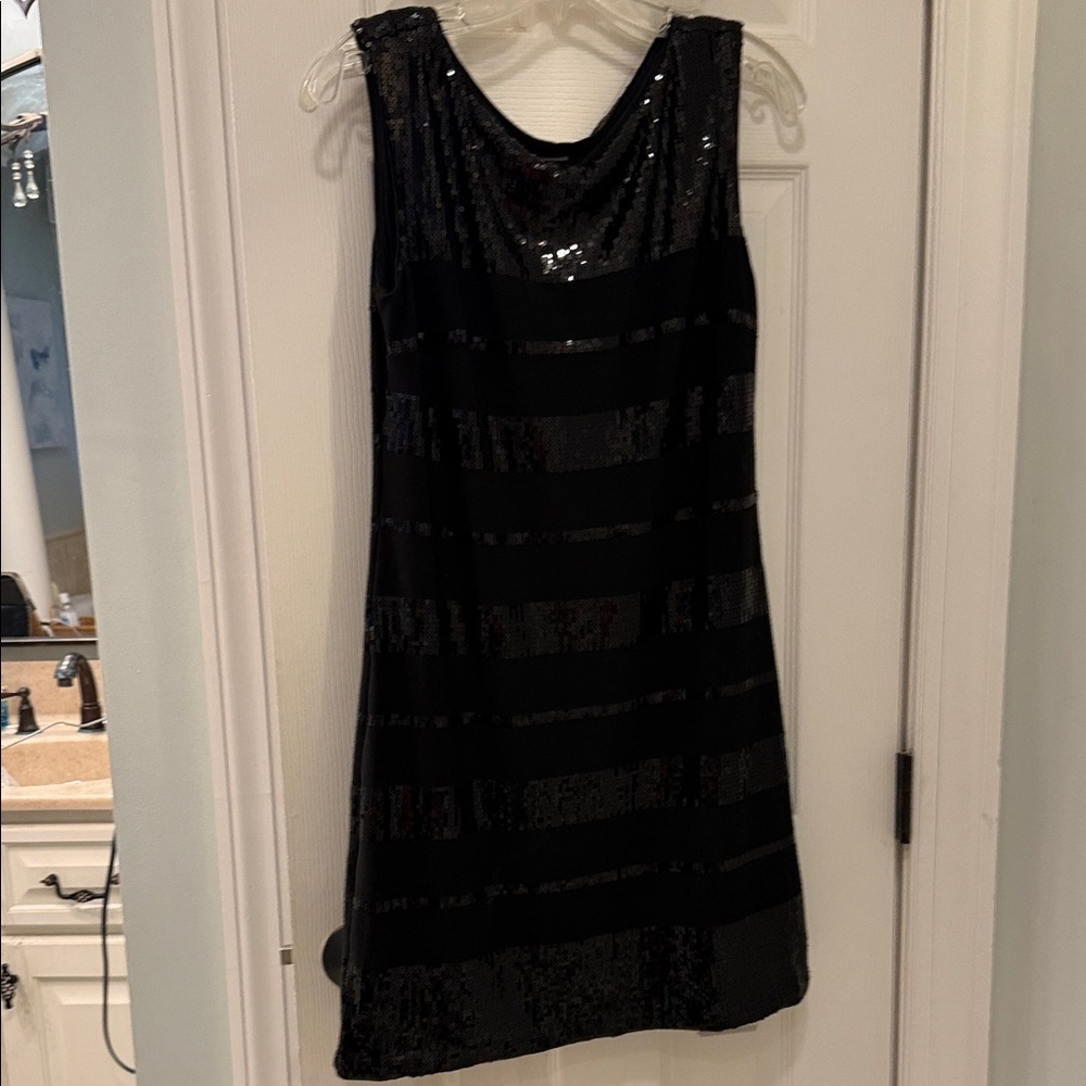 White House Black Market Elegant Black Sequin Dress